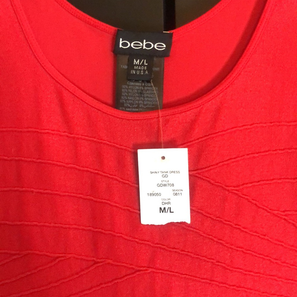 ♥️💋 NWT! Red Hot Bodycon Bebe Dress. Sizzle in this stunner! Size M/L - Picture 3 of 12